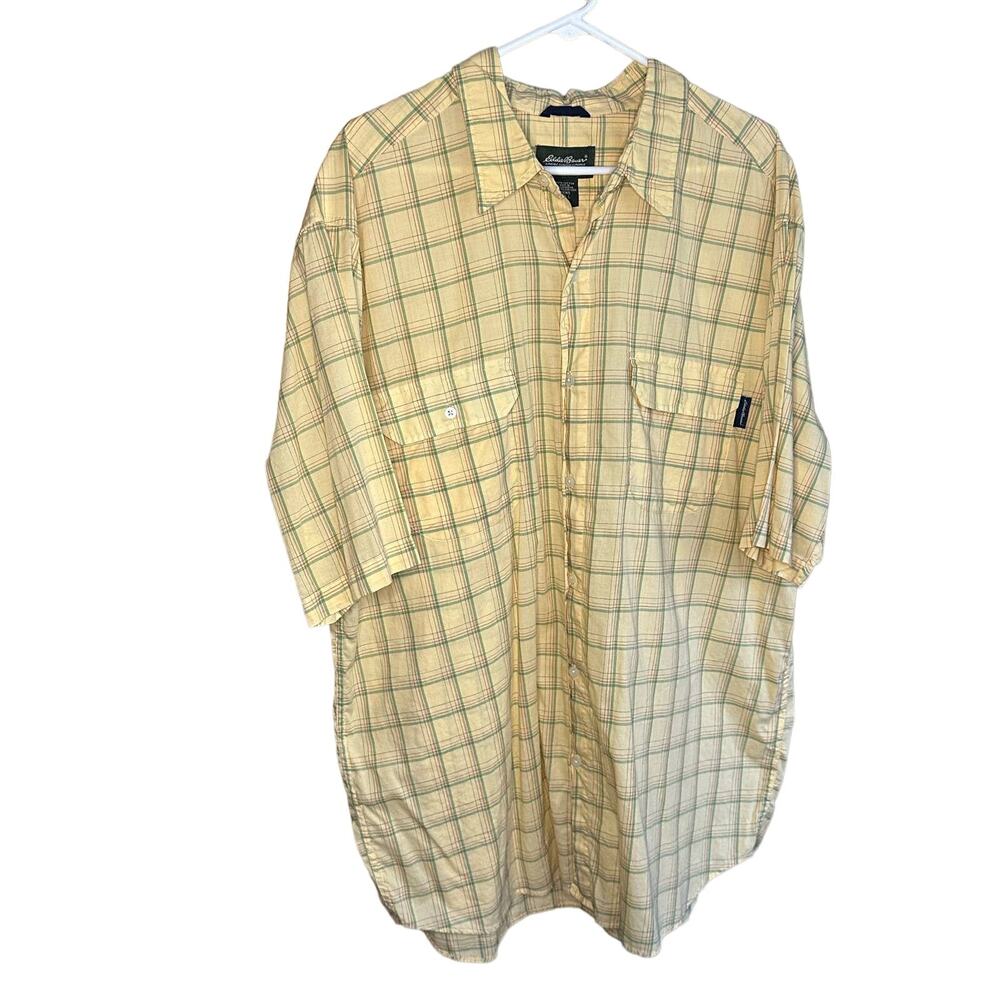 Eddie Bauer Yellow Plaid Casual Button Down Shirt